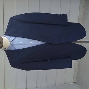 OXXFORD Onwentsia Solid Dark Navy Weave Wool Sz 42 R L Mens‎ Sport Coat VTG